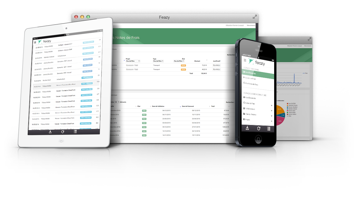 Visuel de l'application Feazy sur plusieurs appareils
