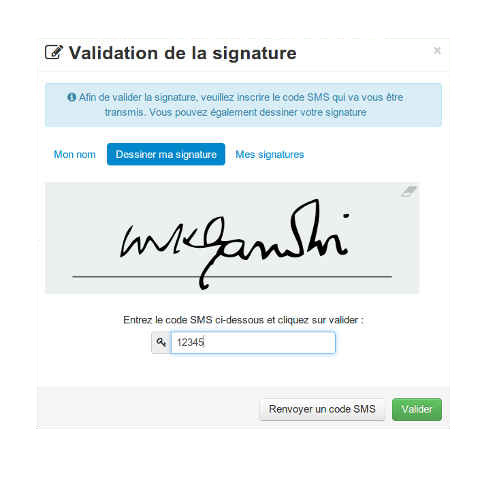 Capture d'écran d'une signature électronique via Yousign